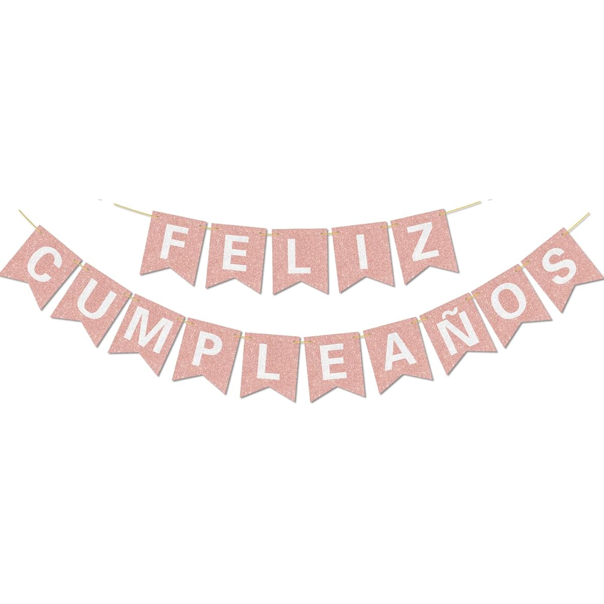 Pre-Tacked Happy Birthday Banner - No DIY - Glitter Happy Birthday Banner with Glowing Letters, Gold for Birthday Party Decorations and Supplies (HAPPY BIRTHDAY, Black)