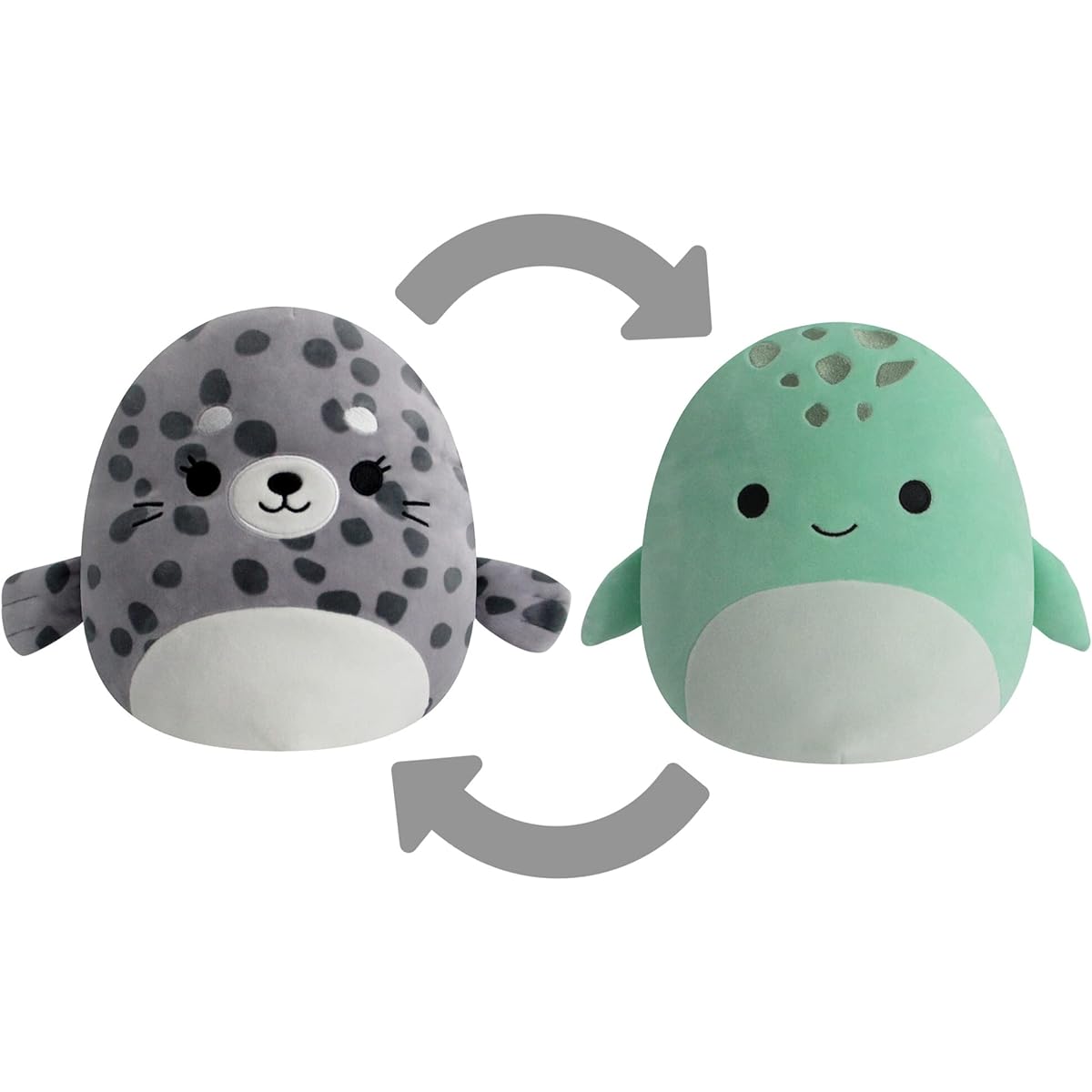 Squishmallow FlipAMallow 12" Odile Grey Seal and Coal Teal Turtle - Medium Ultra Soft Official Kelly Toys Plush Toy