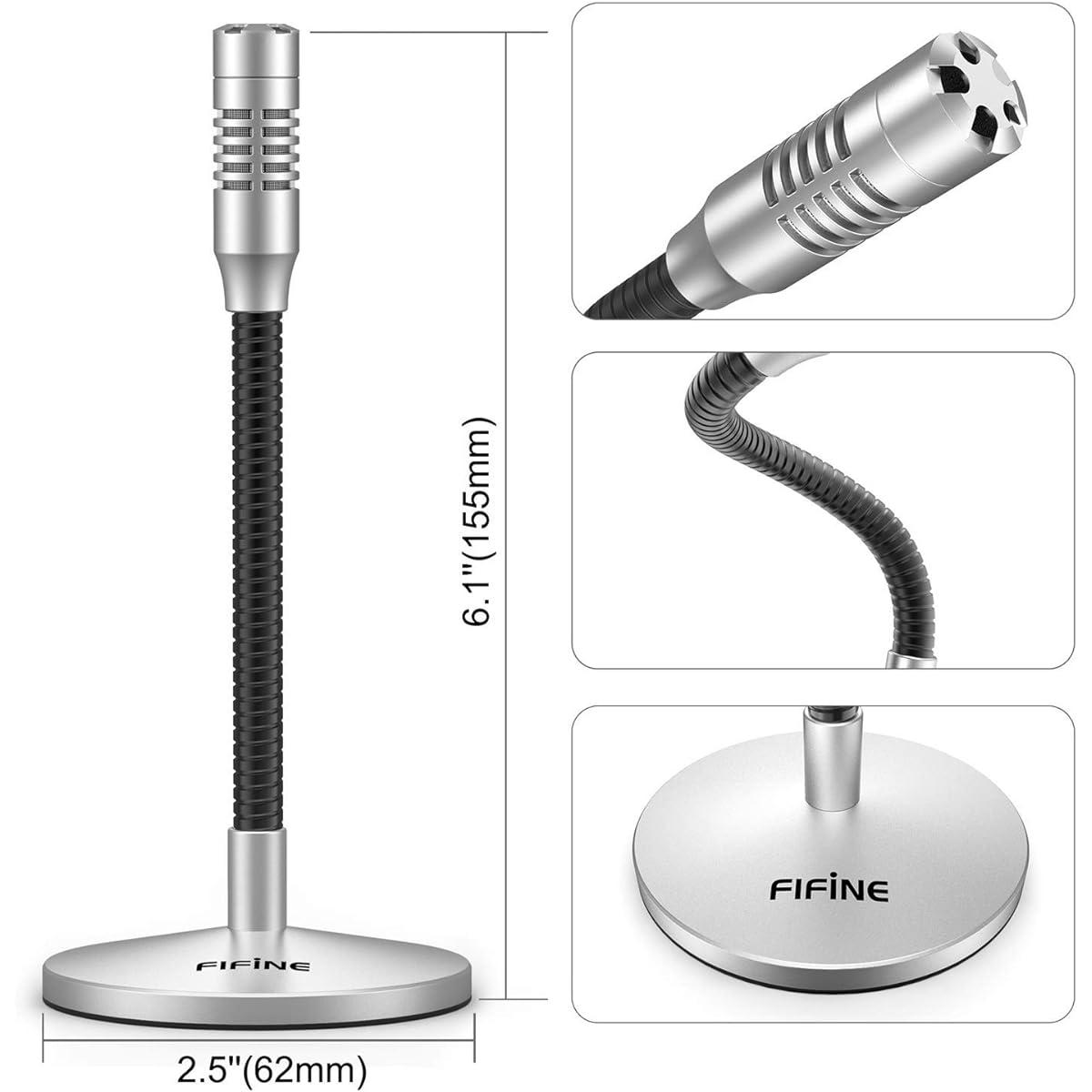 Mini Gooseneck USB Microphone for Computer & Laptop Plug and Play Perfect for Gaming, Streaming, Narration