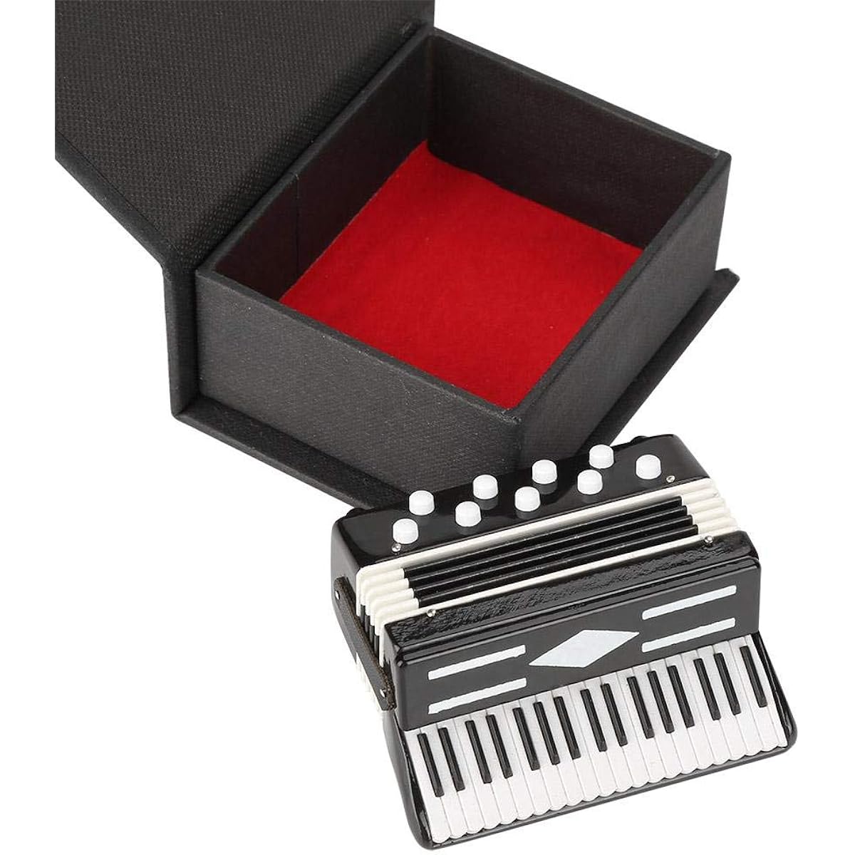Walfront Tabletop Accordion Model Miniature Replica with Delicate Box, Exquisite Mini Accordion Model Musical Instrument Decoration Ornament Musical Gift