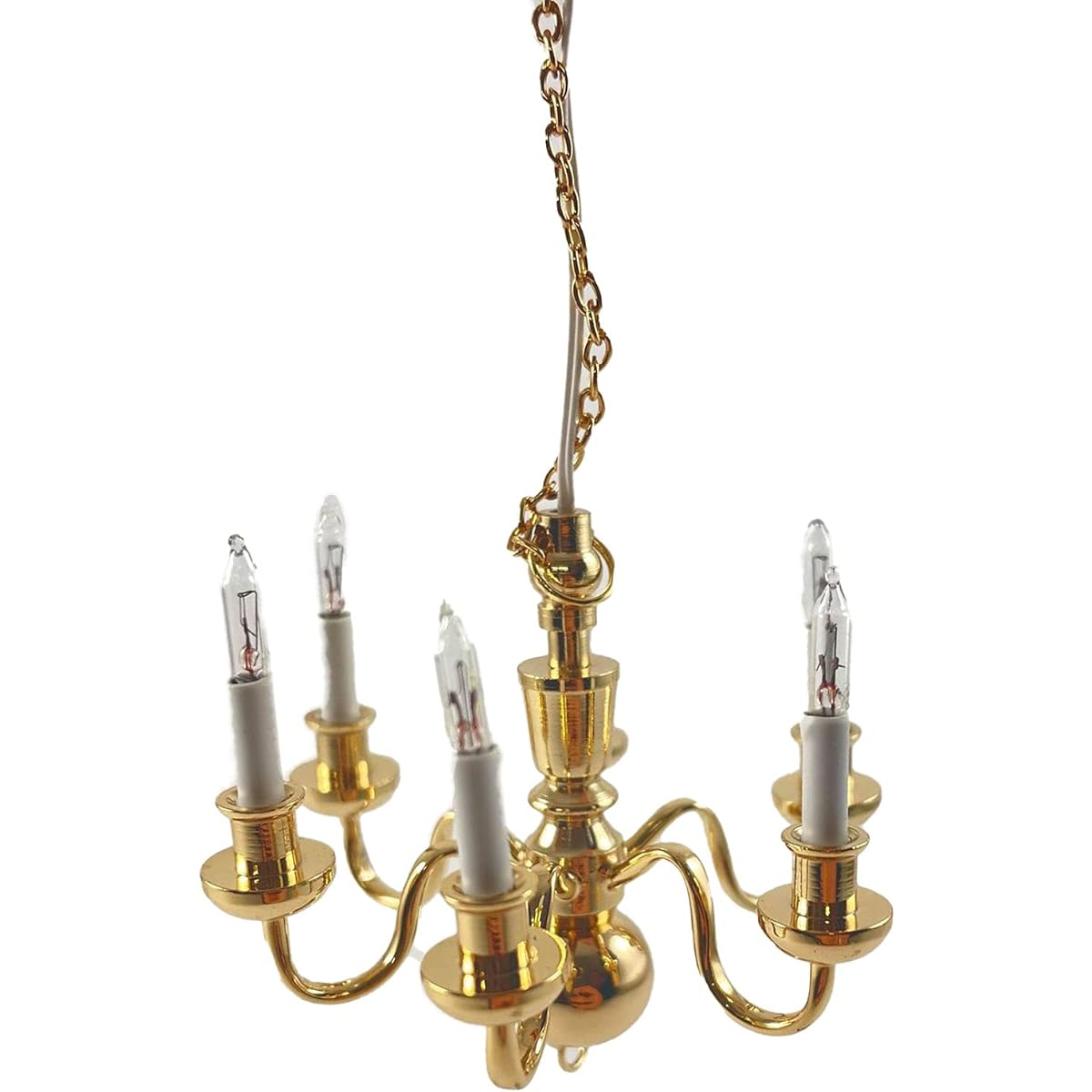 Melody Jane Dolls House Elite 6 Arm Brass Chandelier Candle Bulb 12 Volt Electric
