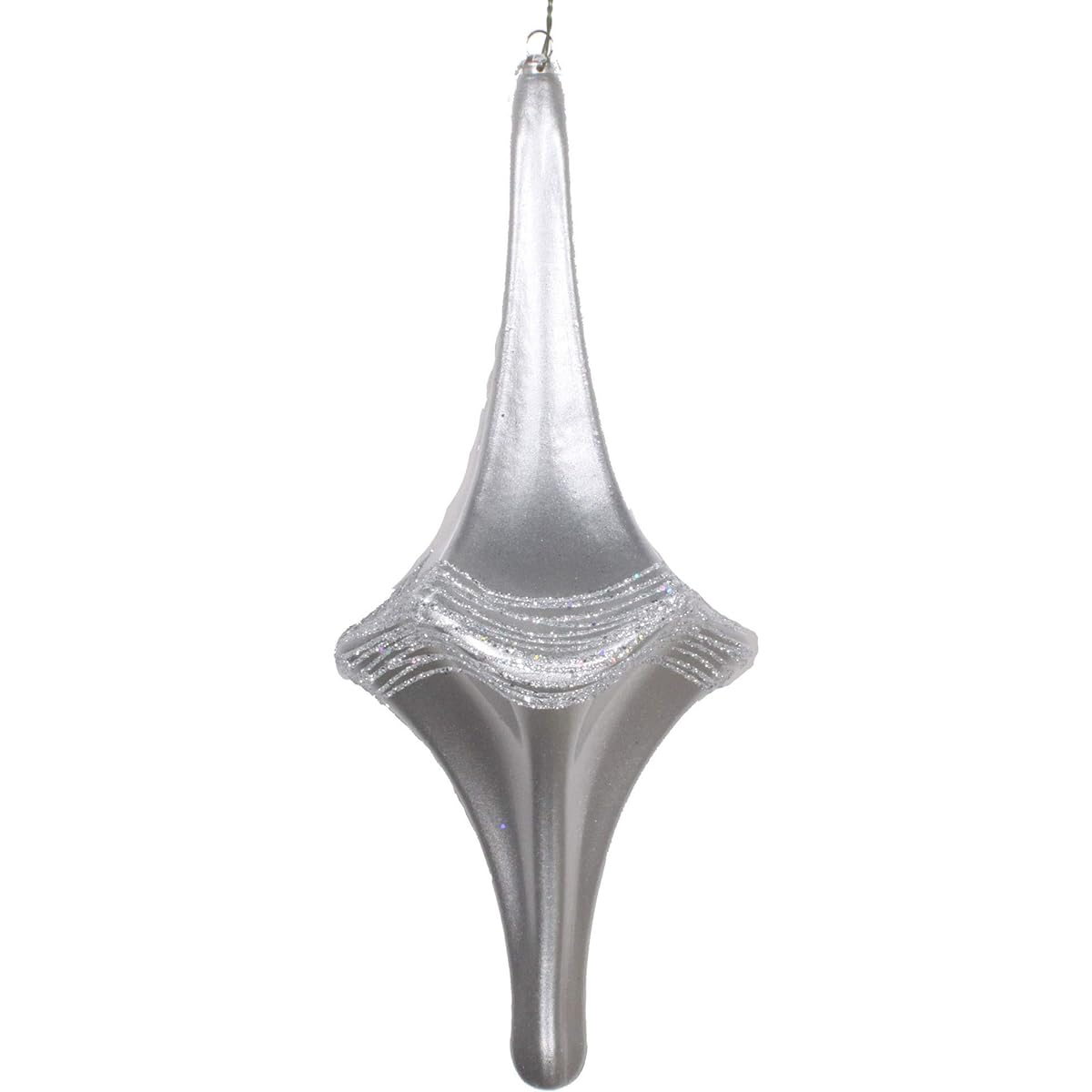 Vickerman 12" Silver Candy Glitter Drop Christmas Ornament