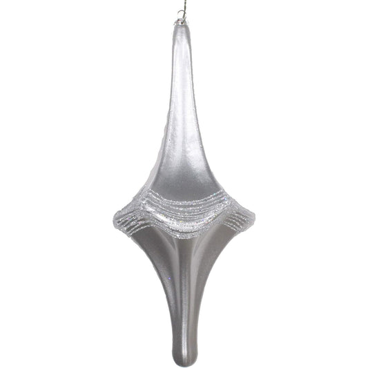 Vickerman 12" Silver Candy Glitter Drop Christmas Ornament
