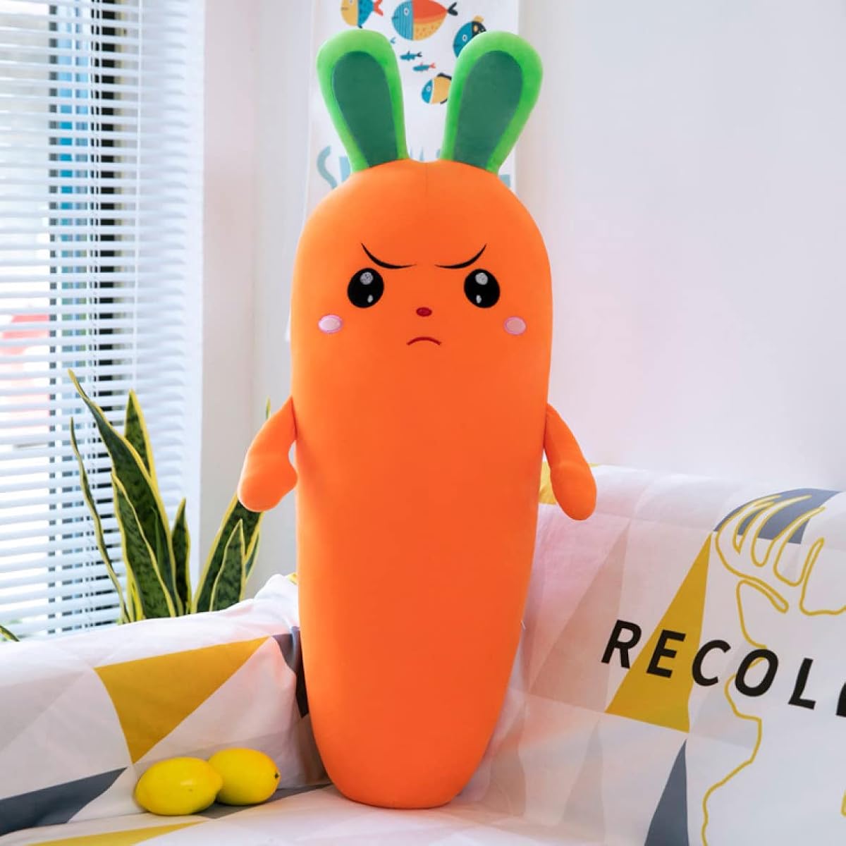 M. ASSOLATO Carrot Body Pillow, Sewn Vegetable Pillow, Stuffed Toy/Pregnant Woman, Sleeping Together, Doll, Cushion, Carrot, Fluffy, 130cm, Zipper, Washable, Fluffy, Office, Store Decoration, Birthday, Gift, Design, Celebration, Orange, Large Size