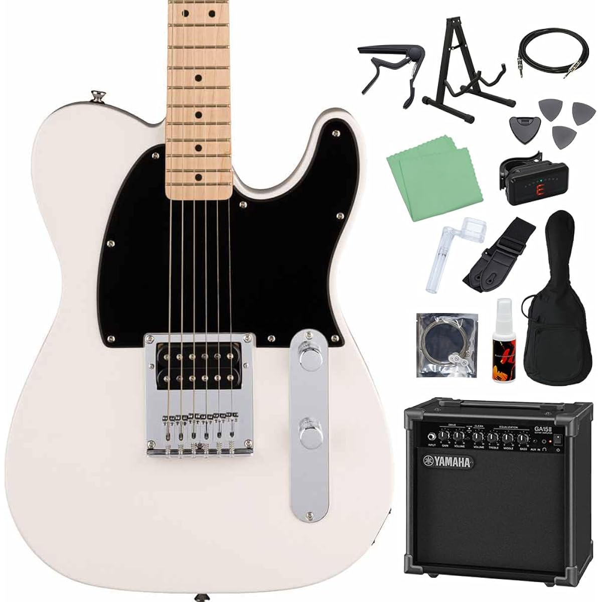 Squier by Fender SONIC ESQUIRE Arctic White Electric Guitar Beginner 14-piece Set [Includes GA15II] Esquire Squier/Squier