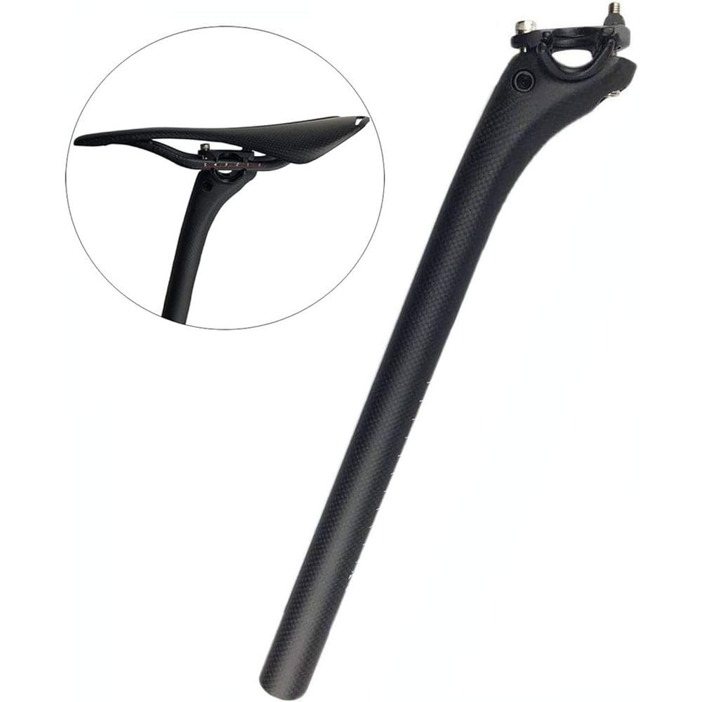PLATT Carbon Seatpost Bicycle Ultralight 3K Brushed MTB Mountain/Road Bike Seat Pillar Vibration Absorption 25.4/27.2/30.8/31.6 * 350/400 mm