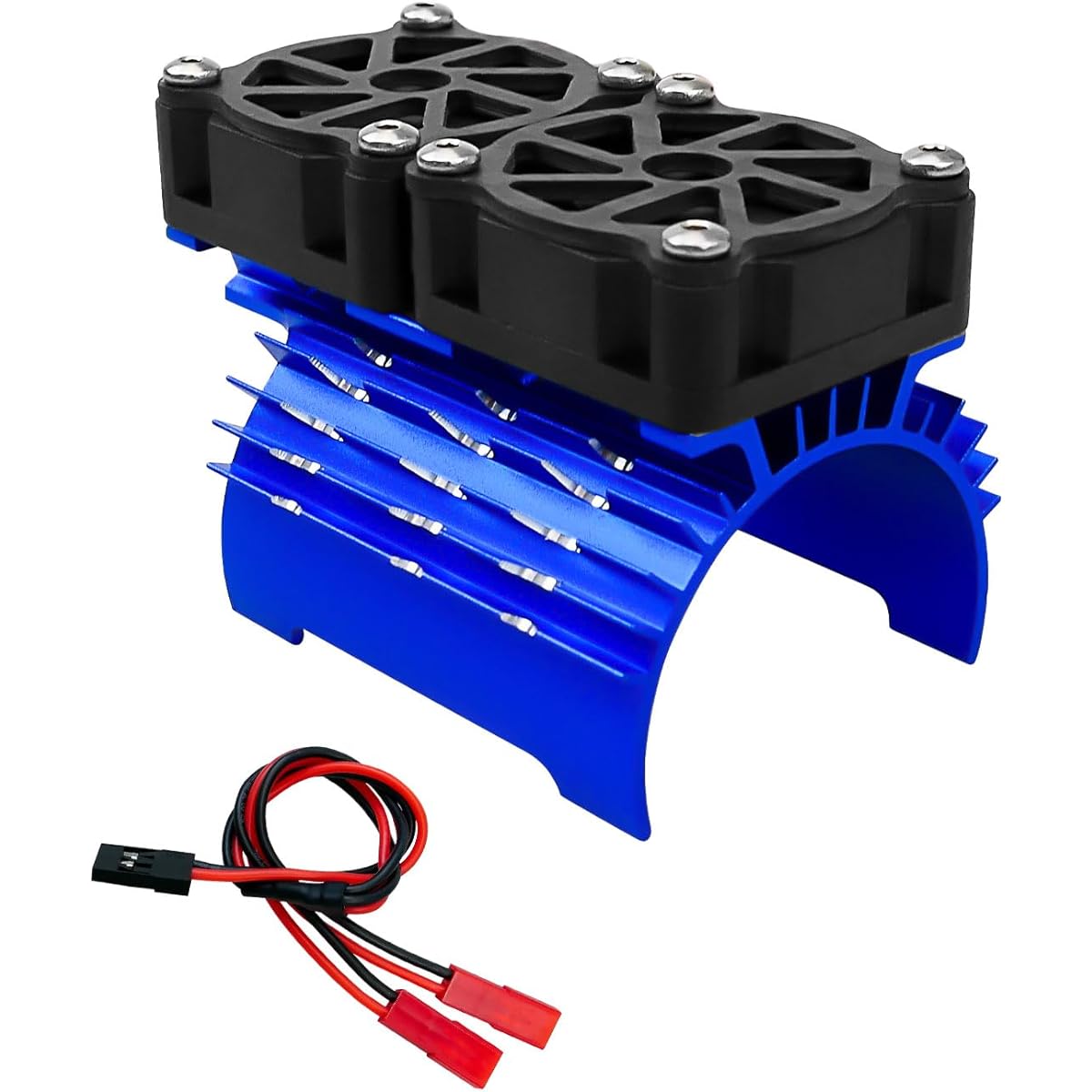 RC Car Motor Cooling Fan Twin 30mm 28000rpm Motor Fan with Metal Heatsink for 3660 3650 3670 540 550 Brushless Motor Update Parts for 1/10 1/8 RC Car Truck 36-38mm Diameter Brushless Motor Blue