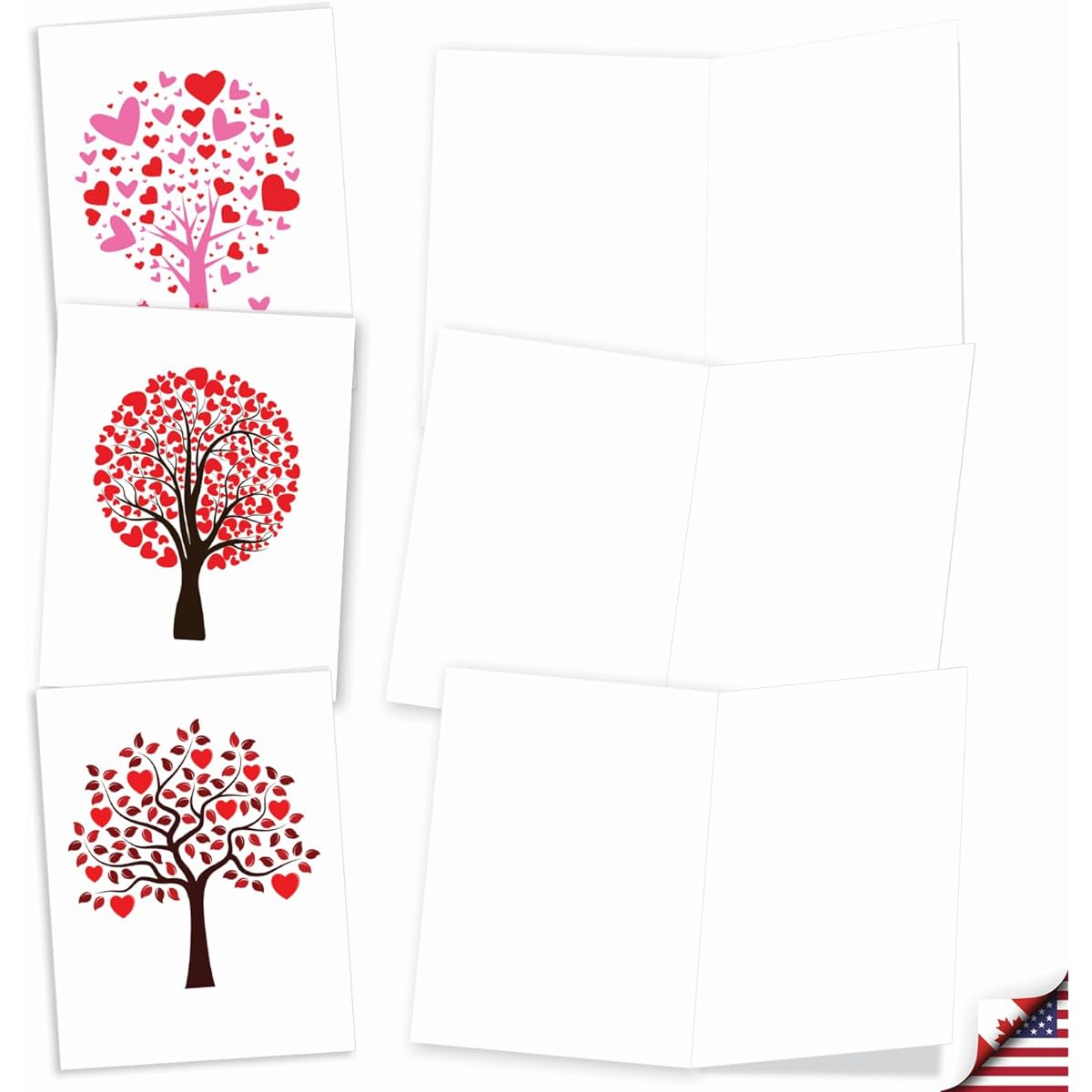 The Best Card Company Love Trees - 20 Assorted Boxed All Occasion Note Cards with Envelopes (4 x 5.12 inches) - Branch Bearing Hearts AM3185OCB-B2x10