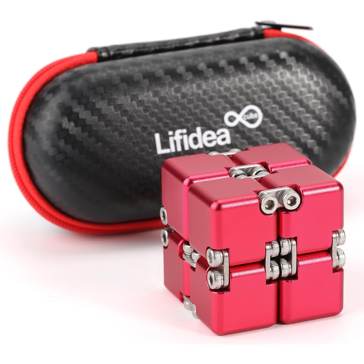 Lifidea Aluminum Alloy Metal Infinite Cube Fidget Cube (5 Colors) Red