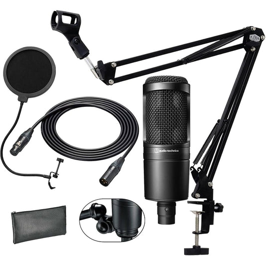 AT2020 Condenser Microphone BX9 Starting Set -3m Genuine High-End Microphone Cable, Pop Blocker, Arm Stand Included-