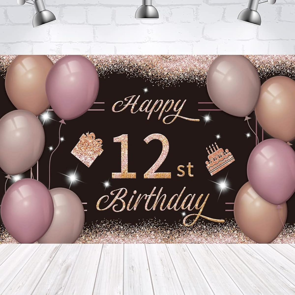 Happy 12st Birthday Backdrop Banner Blackpink 12 Sign Poster 12th Birthday Party Supplies Favors Photo Booth Photography Background Birthday Party Decorations 72.8 x 43.3 Inch