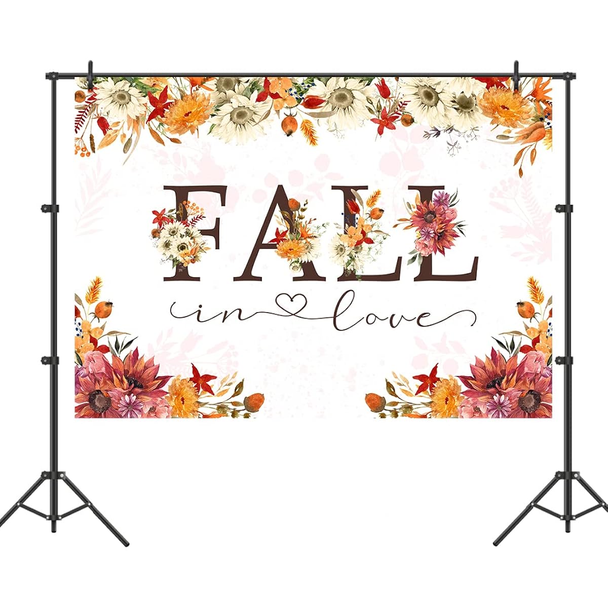 Fall in Love Bridal Shower Backdrop Autumn Boho Floral Leaf Bridal Shower Party Decorations Fall Floral Bridal Shower Banner Photo Booth Studio 7x5ft