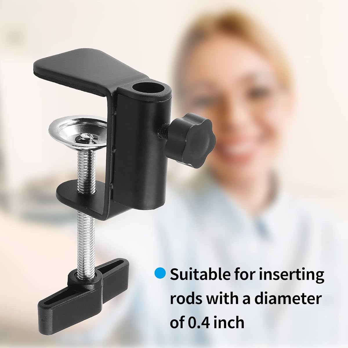 LifCratms C Clamp Base Stand Mount Accessories Metal Black Table Mount Clamp Desk Light Clamp Mount Holder for Desktop Lamp Monitor Microphone Arm Mount Stand (12mm/0.47inch Diameter)