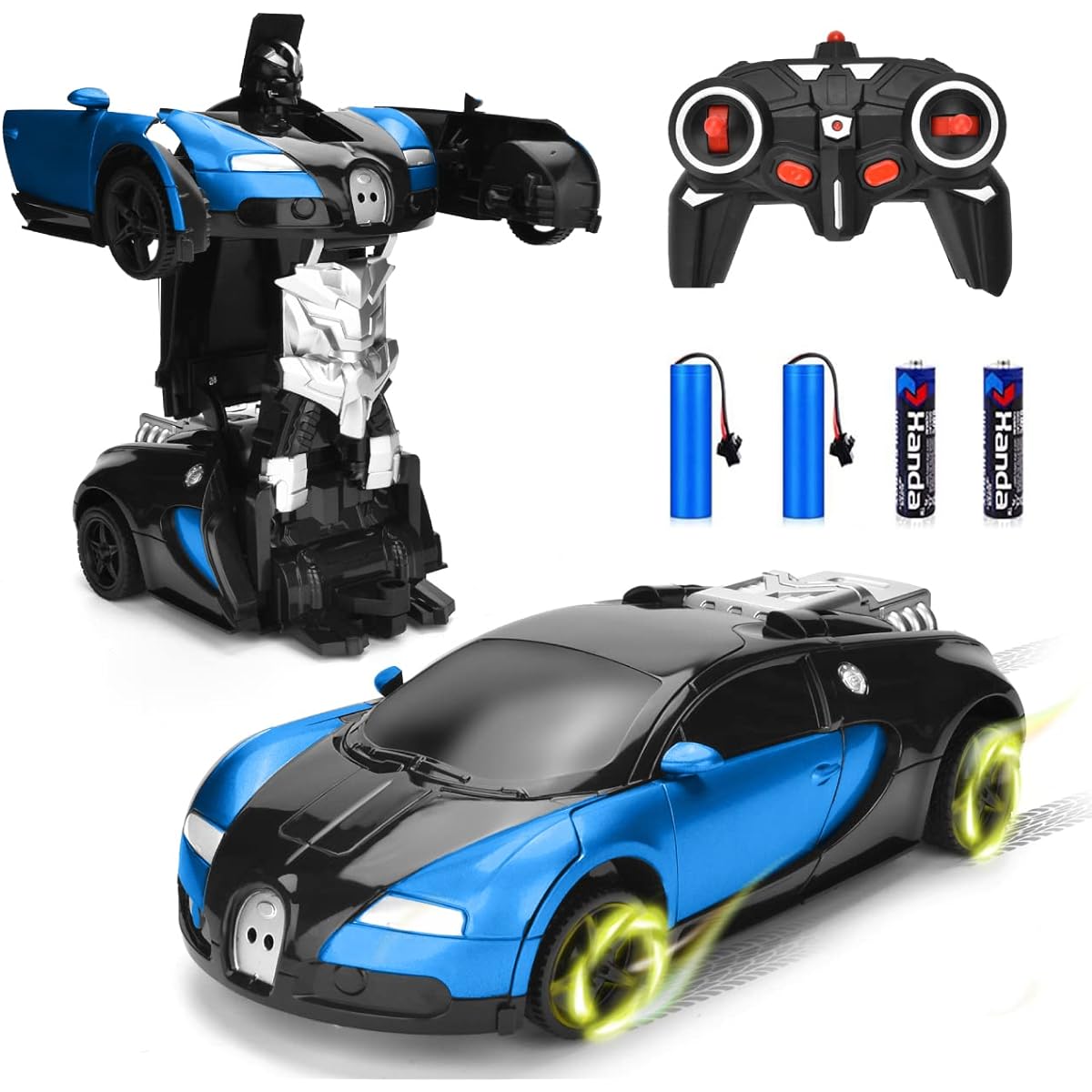 Ursulan Remote Control Transforming Car for Boys, Transforming Robot Toy with 360 Speed Drift, One Button Transformation for Kids Ages 6-10, Holiday Toys, Christmas Gifts for Boys and Girls (Blue)