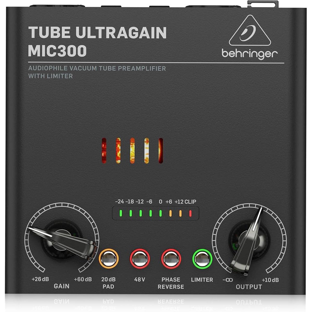 Behringer Vacuum Tube Mic Preamp Equipped with 12AX7 Vacuum Tube Limiter/48V Phantom/Phase Switch/20dB PAD Switch MIC300
