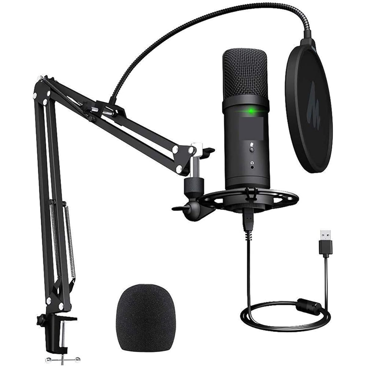 Microphone PM401 USB Microphone Set 192KHz/24bit Microfone Professional Cardioid Condenser Podcast Mic Mute Button & Jack Microphone Stand