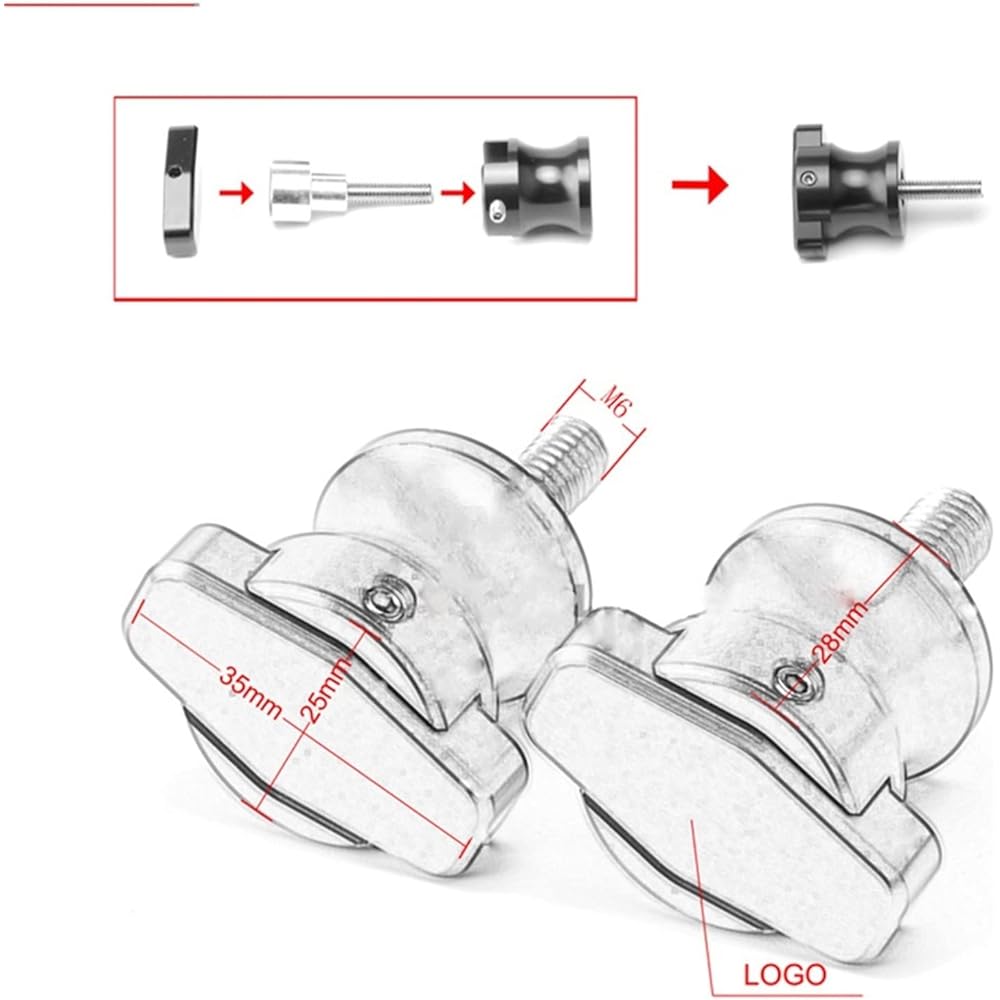 DEMUR Motorcycle CNC Accessories Frame Stand 6mm Screw Slider Swingarm Spool Slider M6 Yamaha YZF-R25 YZFR25 2015-2020 2021 Swingarm Slider Spool (Size: Titanium)
