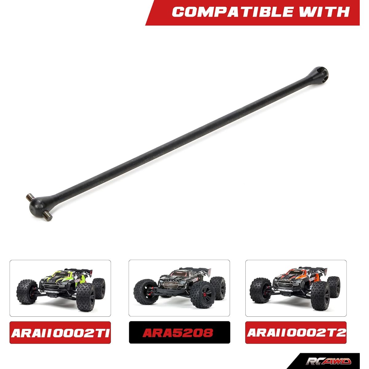 RCAWD CVD Drive Shaft 201mm Black for 1/5 ARRMA KRATON 8S 4X4 BLX RTR & EXB Roller Upgrade Parts Dogbone Hop-up #ARA310924