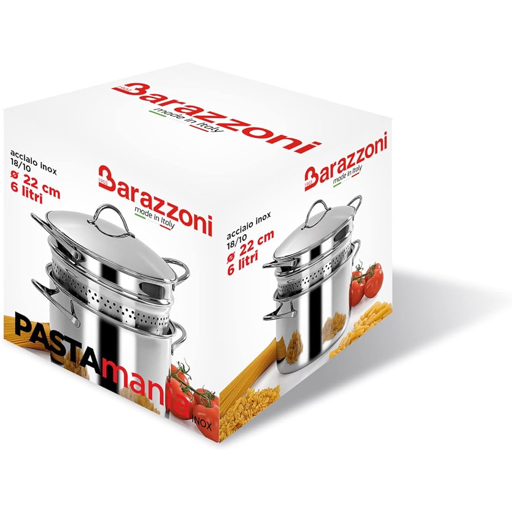 Barazzoni Pasta Pot Stainless Steel IH Compatible ∅22 x H22cm Pasta Pot PASTAMANIA 401049022