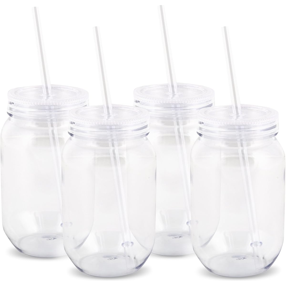 BirthdayExpress Party Supplies - Plastic Mason Jars 16oz (12 pcs)
