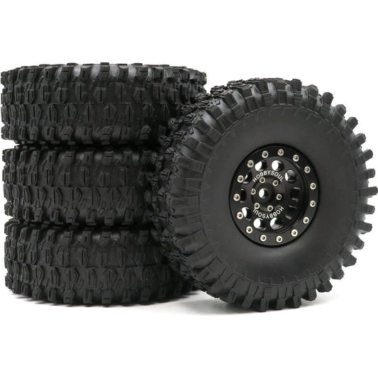 4pcs RC 1.9 Super Swamper Crawler Tires Height 120mm & Aluminum 1.9 Beadlock Wheel Rim Hex 12mm