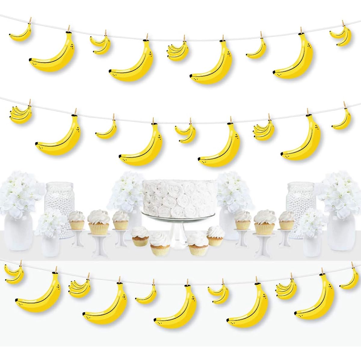Big Dot of Happiness Let's Go Bananas - Tropical Party DIY Decorations - Clothespin Garland Banner - 44 Pieces