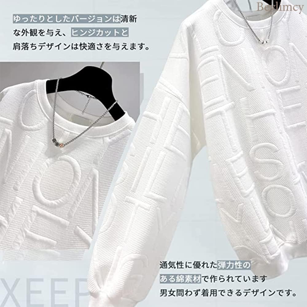 Beylimcy Women's Sweatshirt Hoodie Pullover Embossed Top Sweatshirt Long Sleeve Loose English Cut and Sewn Couple Stylish Casual Spring Autumn Winter Bey13