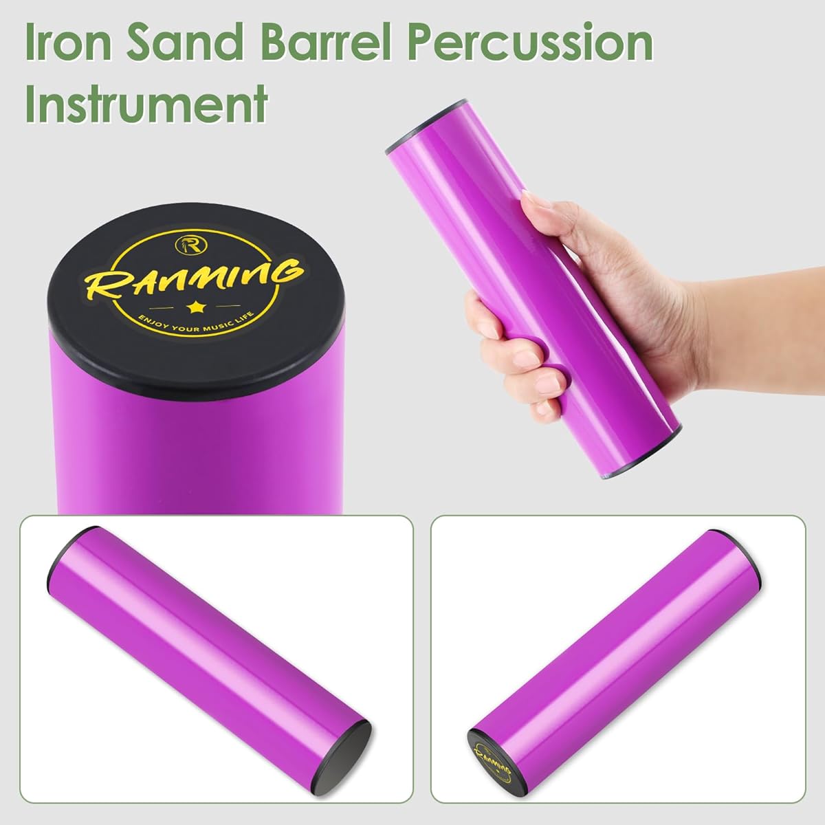 RANMING Hand Shaker Percussion Stainless Steel Cylinder Shaker Percussion Instrument Latin Shaker Percussion for Studio/Band/Drummer (Purple)