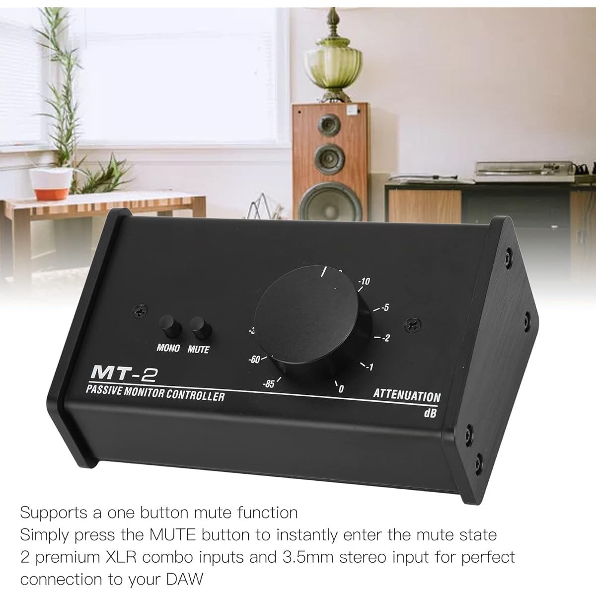 Big Knob Passive Monitor Controller XLR 3.5mm Interface Loud Volume Knob Mute Control Passive Studio Monitor Controller Stereo Monitor Volume Controller