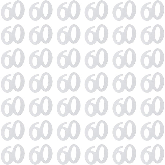 AMOSFUN Number 60 Sequins Confetti Plastic Confetti for 60th Birthday Party Anniversary Decorations Silver