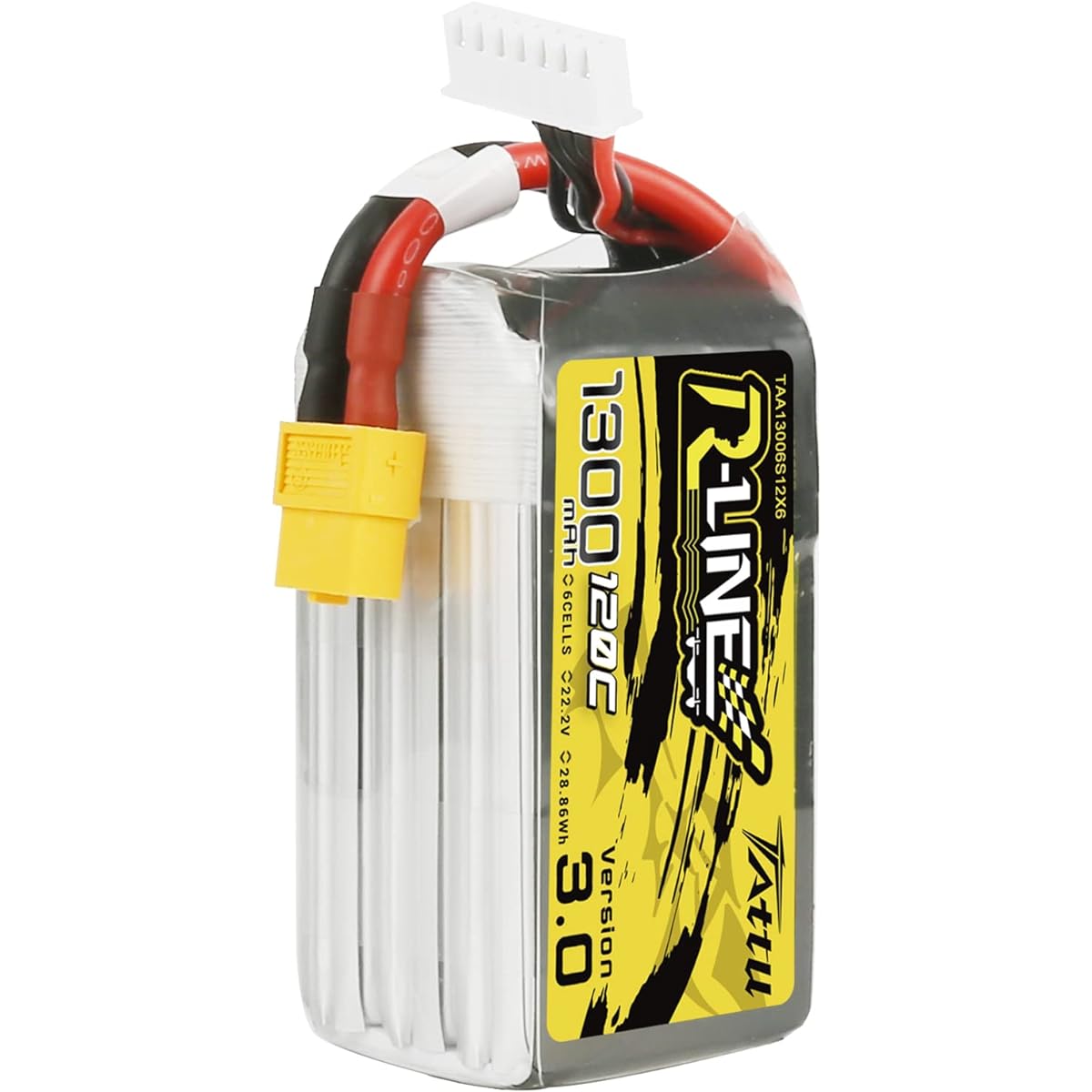Tattu R-Line Version 3.0 6s Lipo Battery 1300mAh 22.2V 120C 6S Lipo Battery with XT60 Plug for RC Racing FPV Drone Helicopter Quadcopter Airplane UAV RC Airplane