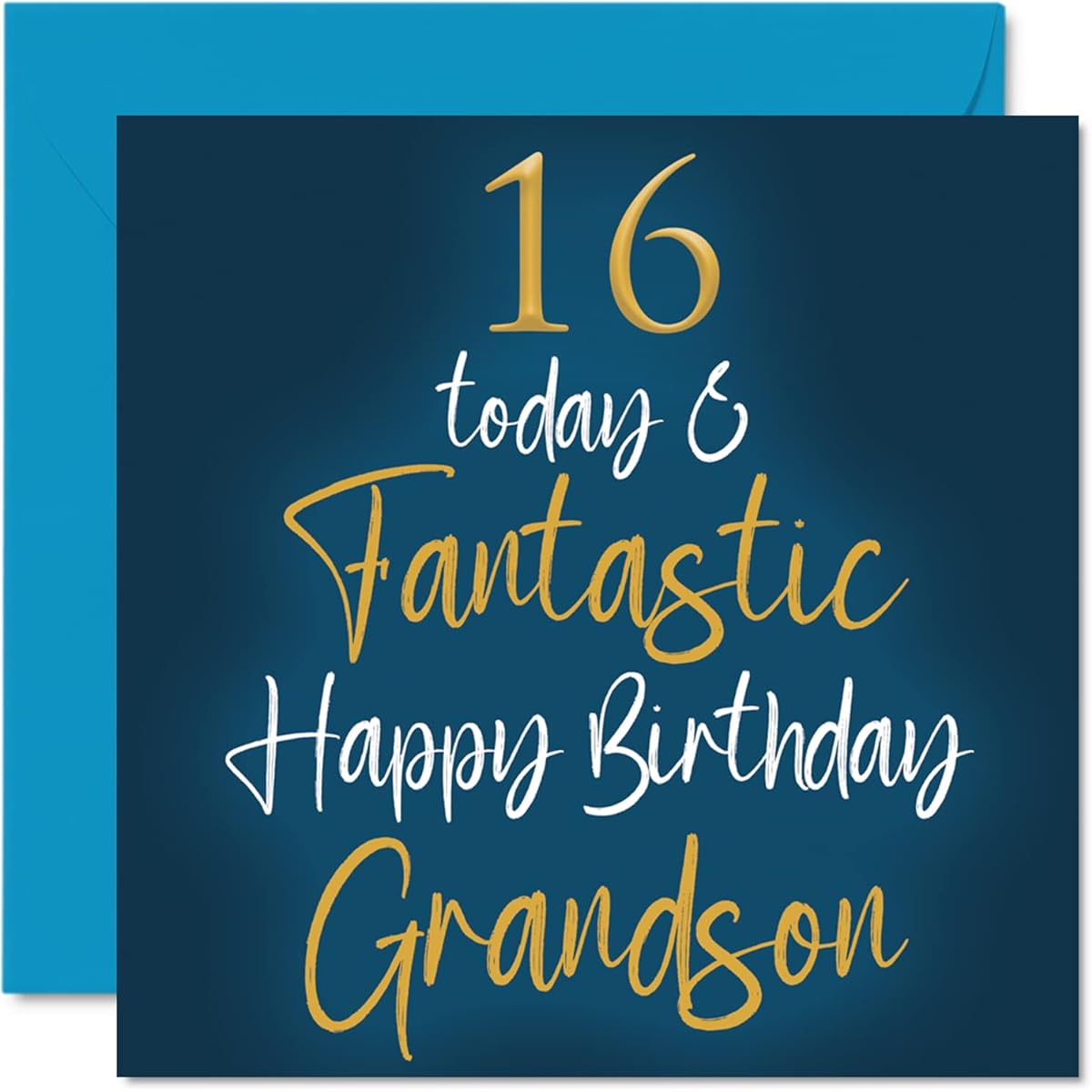 Stuff4 Fantastic 16th Birthday Card for Grandchild - 16 Today & Fantastic - Grandma Grandpa Grandpa Birthday Card from Grandparents to Grandchildren 5.7 x 5.7 inches Birthday Greeting Card Gift