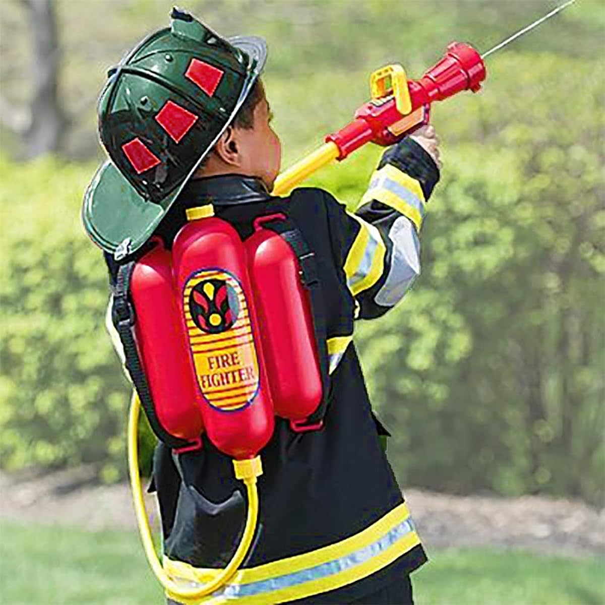 4E's Novelty Firefighter Backpack Double Tank - Firefighter Backpack Water Gun Blaster - Large Super Water Squirt Perfect for Beach, Lake, Swimming Pool, Outdoor Activities for Kids
