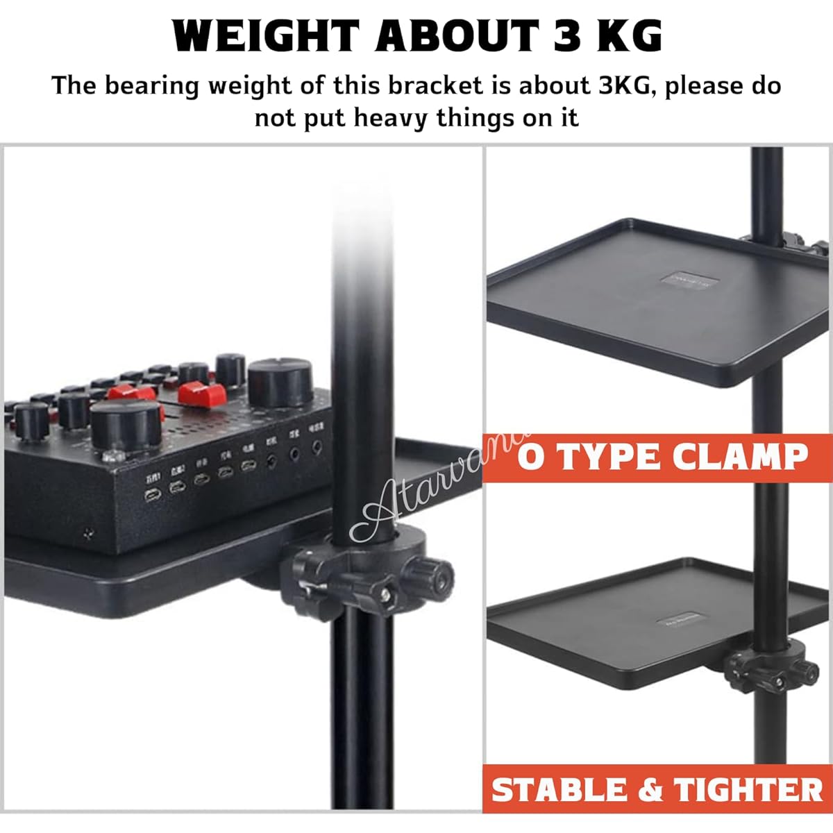 Universal Microphone Stand Tray Adjustable Microphone Stand Clamp-On Utility Shelf Rack Tray Holder for Music Sheets Live Streaming Concert Performance Karaoke Recording Music Stand Accessories
