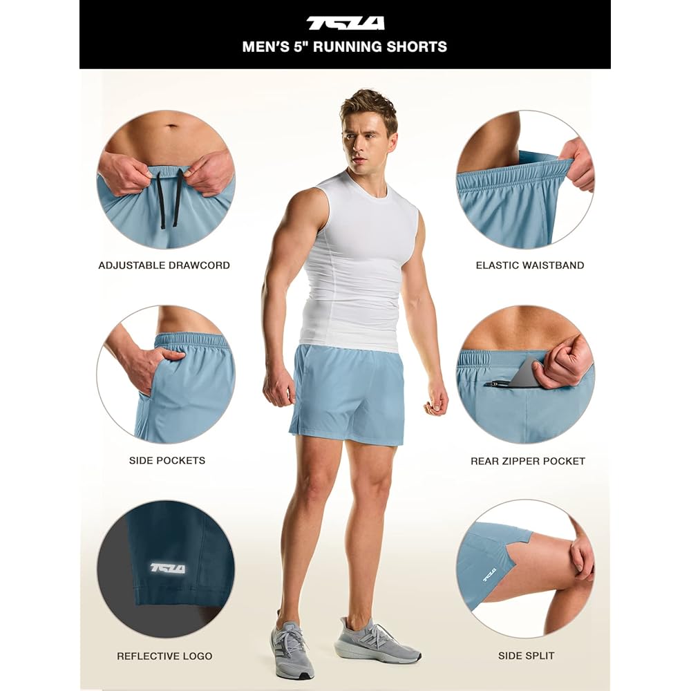 [Tesla] Men's Shorts, Sports [Breathable, Sweat Absorbent, Quick Drying] With Inner Tights, Running, Fitness, Training Shorts, Lanterns