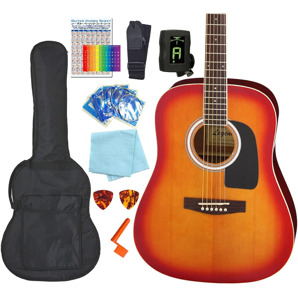 Acoustic Guitar Western Type Legend WG-15 Acoustic Guitar Beginner 10-piece Set CS [98765]