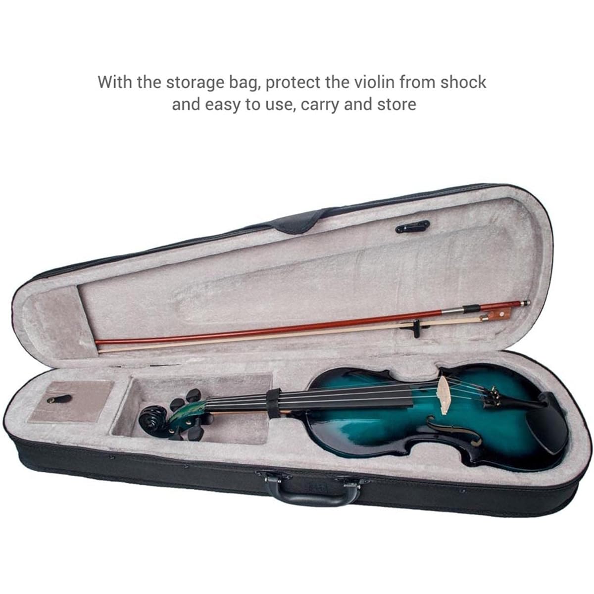Violin Full Size 4/4 Handmade Acoustic Violin Ador Stick Violin for Students Adult Beginner Music Performance Training Bow Storage Case Blue