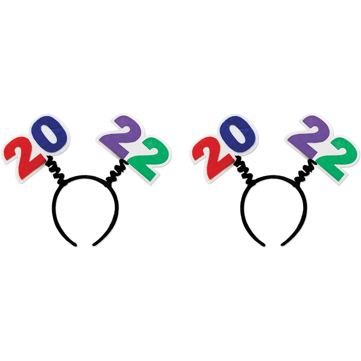 Beistle 2 Pieces Happy New Year 2022 Headband Bopper NYE Photo Booth Props Graduation Party Supplies