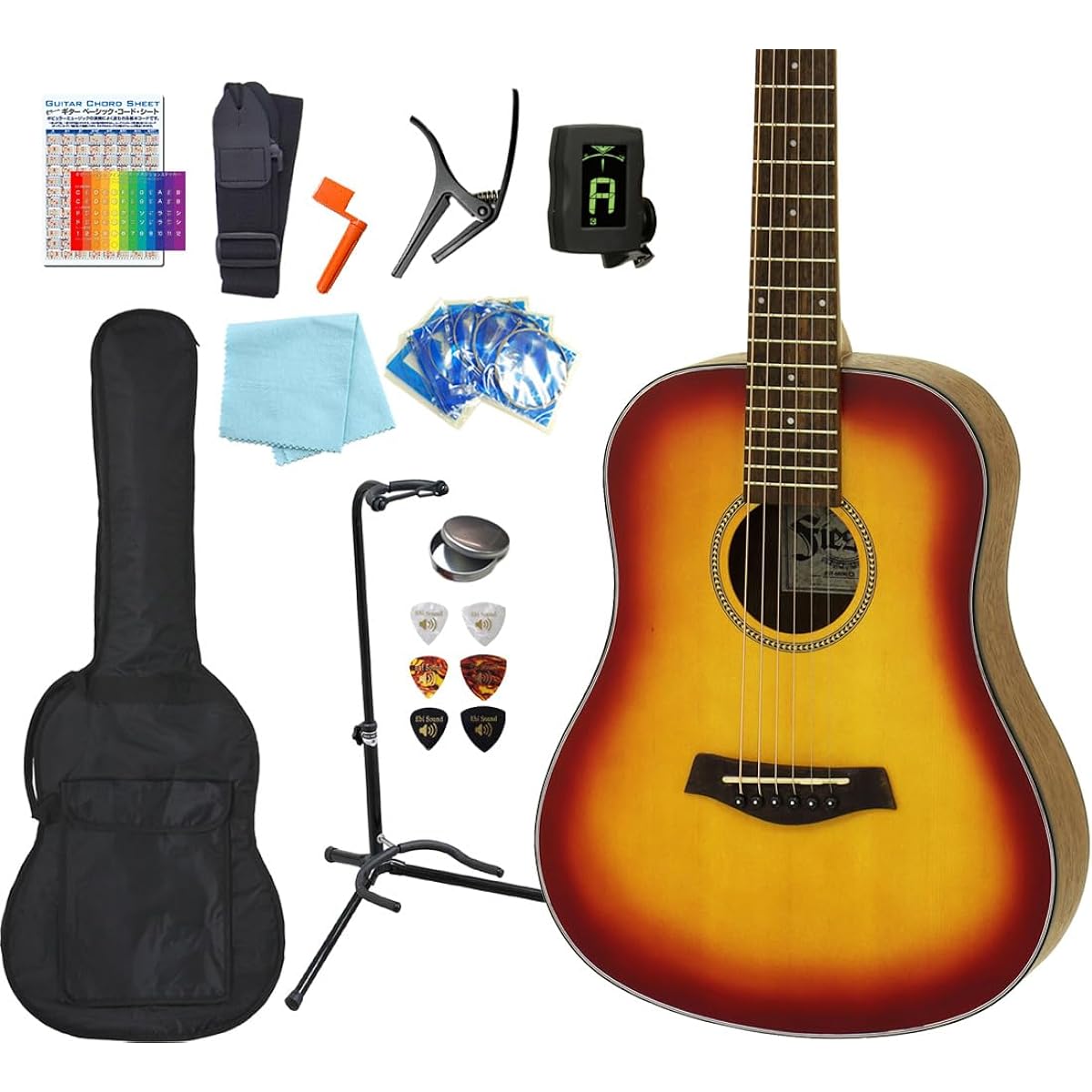 Mini Guitar Acoustic Guitar Fiesta by Aria FST-MINI CS Beginner's 13-piece Set Fiesta Acoustic Guitar [98765]