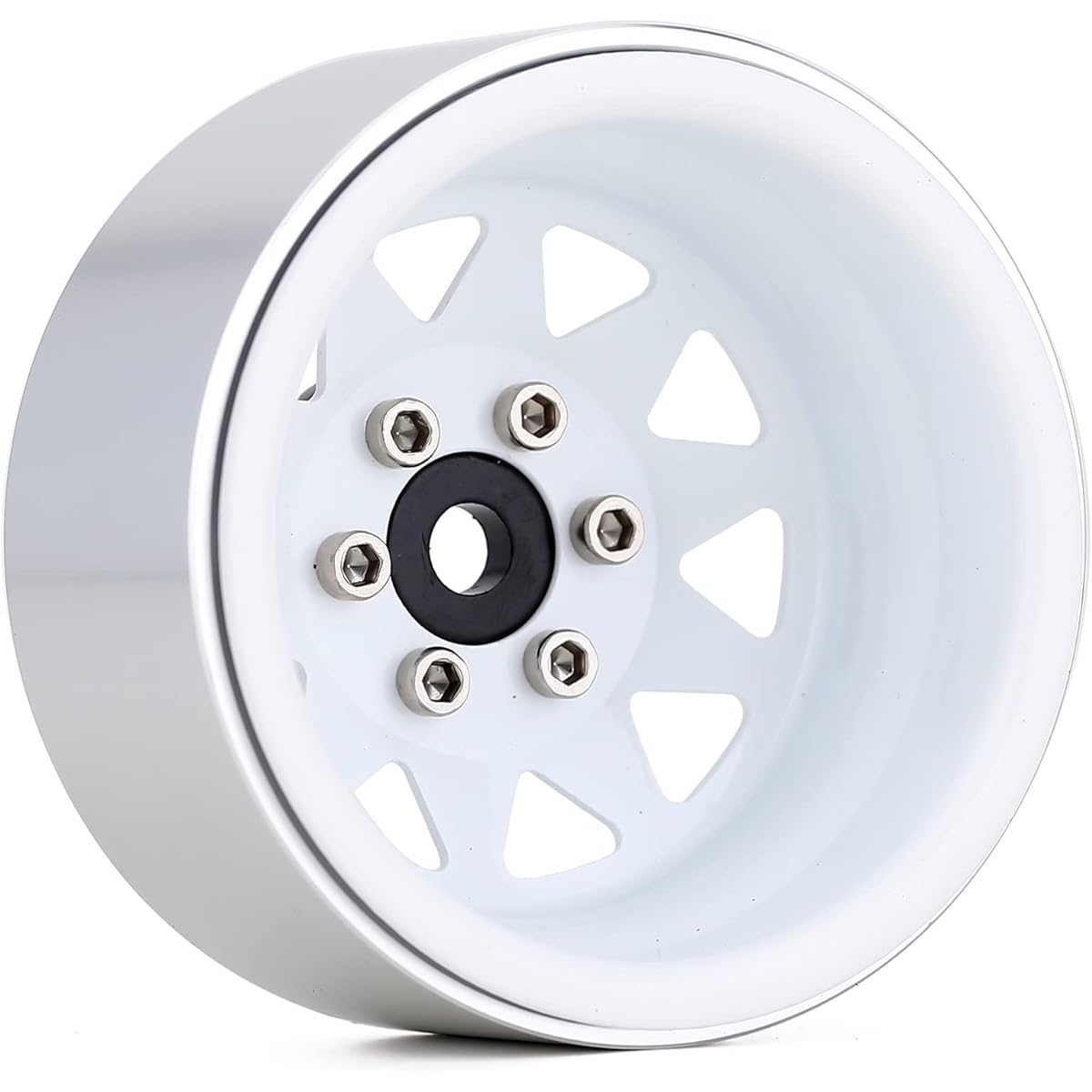 INJORA 1.9 Beadlock Wheel Rim Hub 4pcs Metal Rim for 1/10 RC Crawler Car TRX4 Axial SCX10 90046 (White)