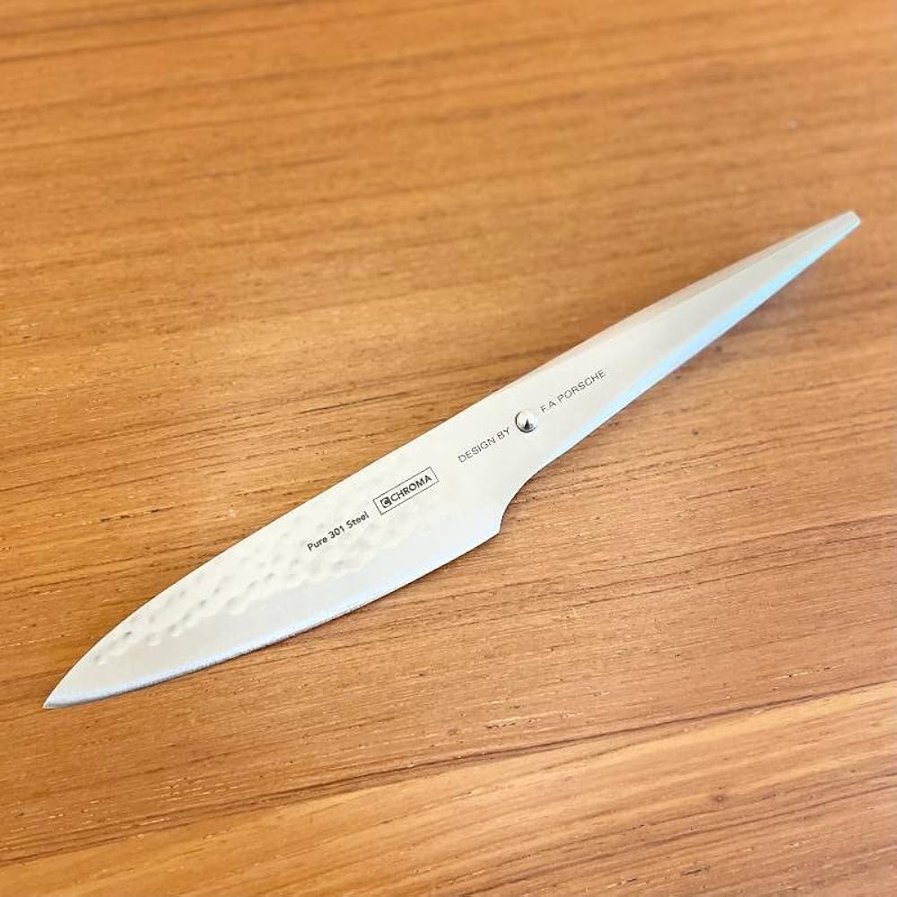 Porsche Design Hammer Knife Blade Length 142mm Hammered Pattern Type 301 Small Chef Knife Stylish Chroma P-04 HM Chroma Cook 142 mm hammered Designed By F.A. Porsche