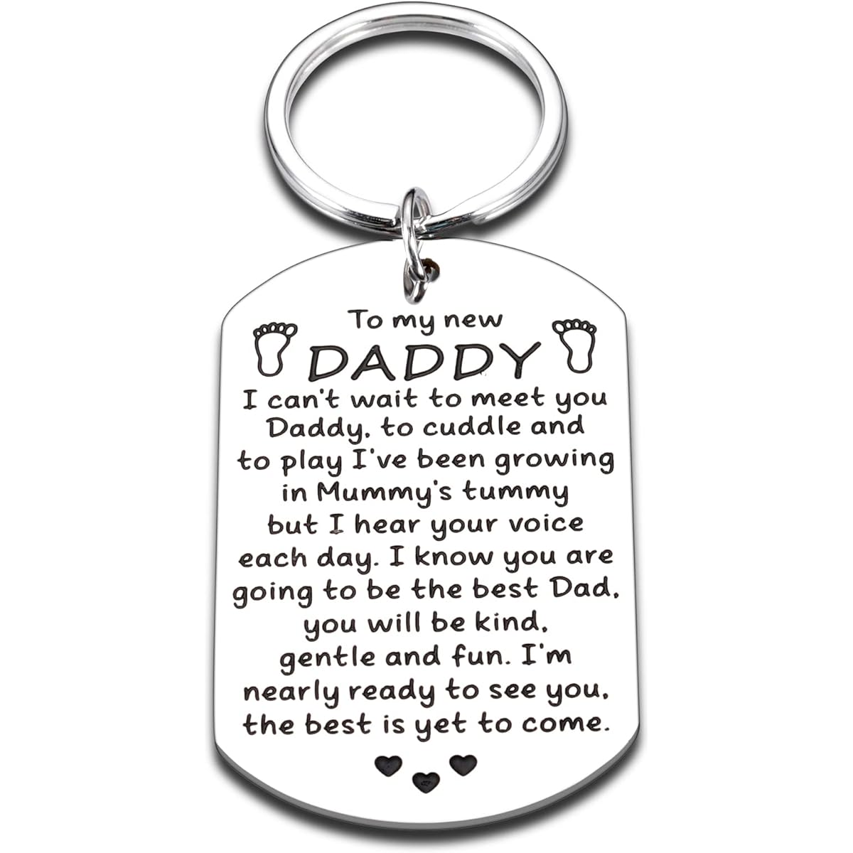New Dad Gift Keychain for Men Him New Daddy to Be Gifts for Husband Boyfriend by Wife Baby Anncement Pregnancy Keepsake Soon to Be Dad Expectant First Father's Day Birthday Christmas Valentine's Day