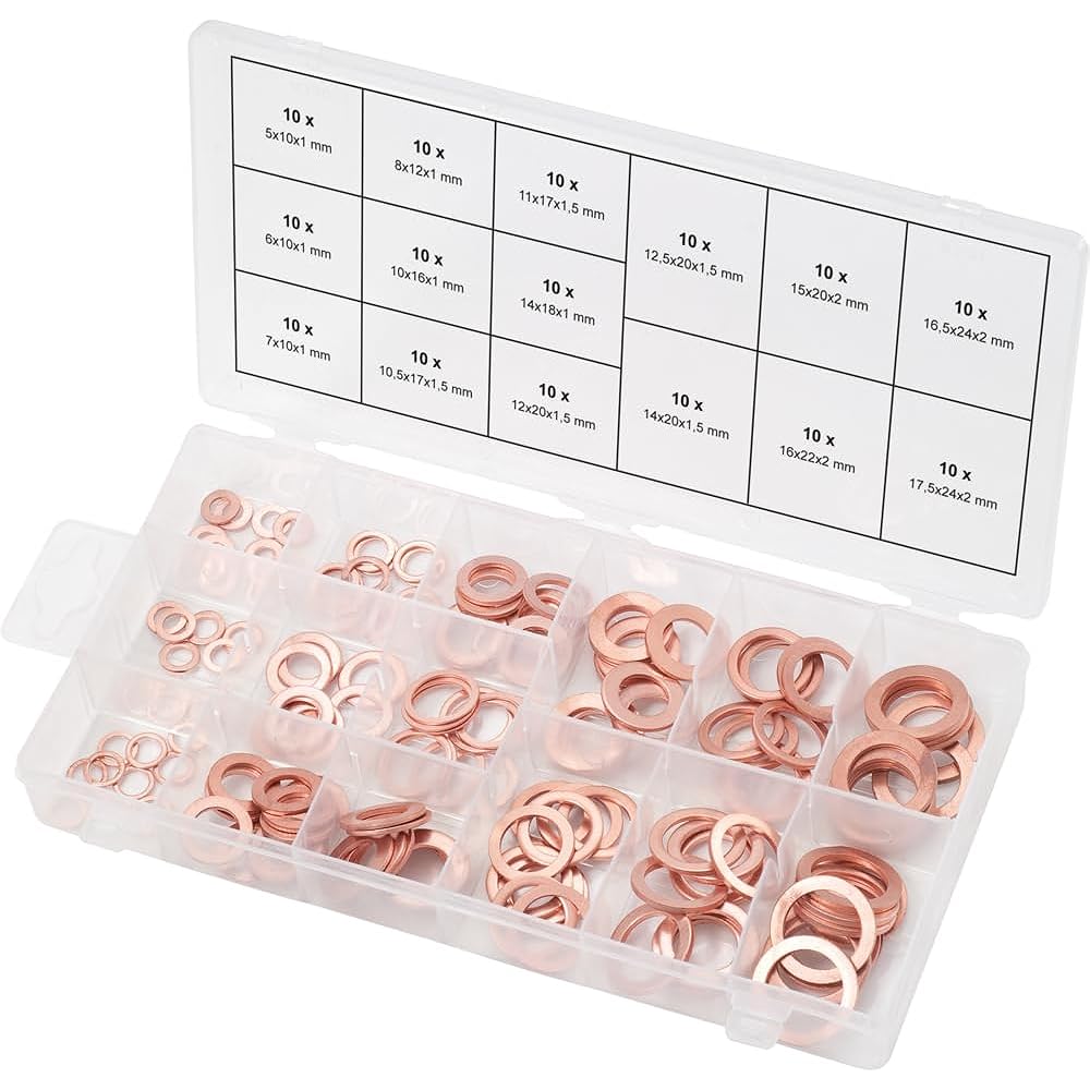 KS TOOLS Copper washers assortment Ø 5-17.5mm 150 pcs 970.0040