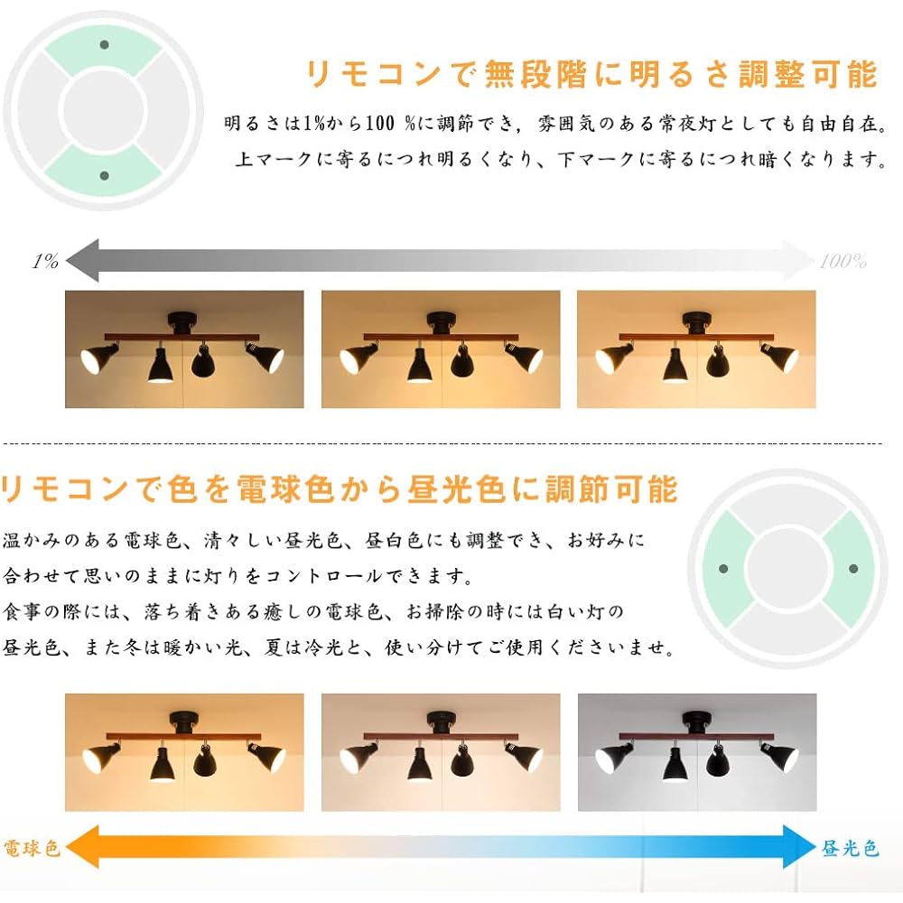 Community Lighting Ceiling Light 4 Lights E26 Ceiling Spotlight Equivalent to 60W with LED Dimmable Light Bulb Remote Control Compatible 6 Tatami 8 Tatami GT-DJ168P-4W-9WT-2 Ceiling Light Indirect Lighting