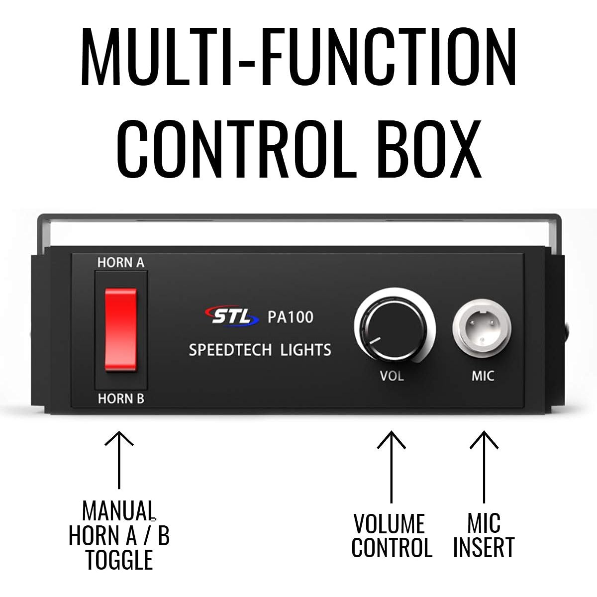 SpeedTech Lights PA 100 Watt Public Address System Handheld PA Microphone Dual Horn PA System