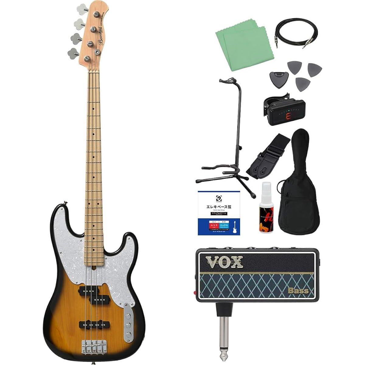Bacchus BTB-PJ/M 2TS 2-tone sunburst bass beginner 12-piece set [with amPlug] Precision bass type Bacchus