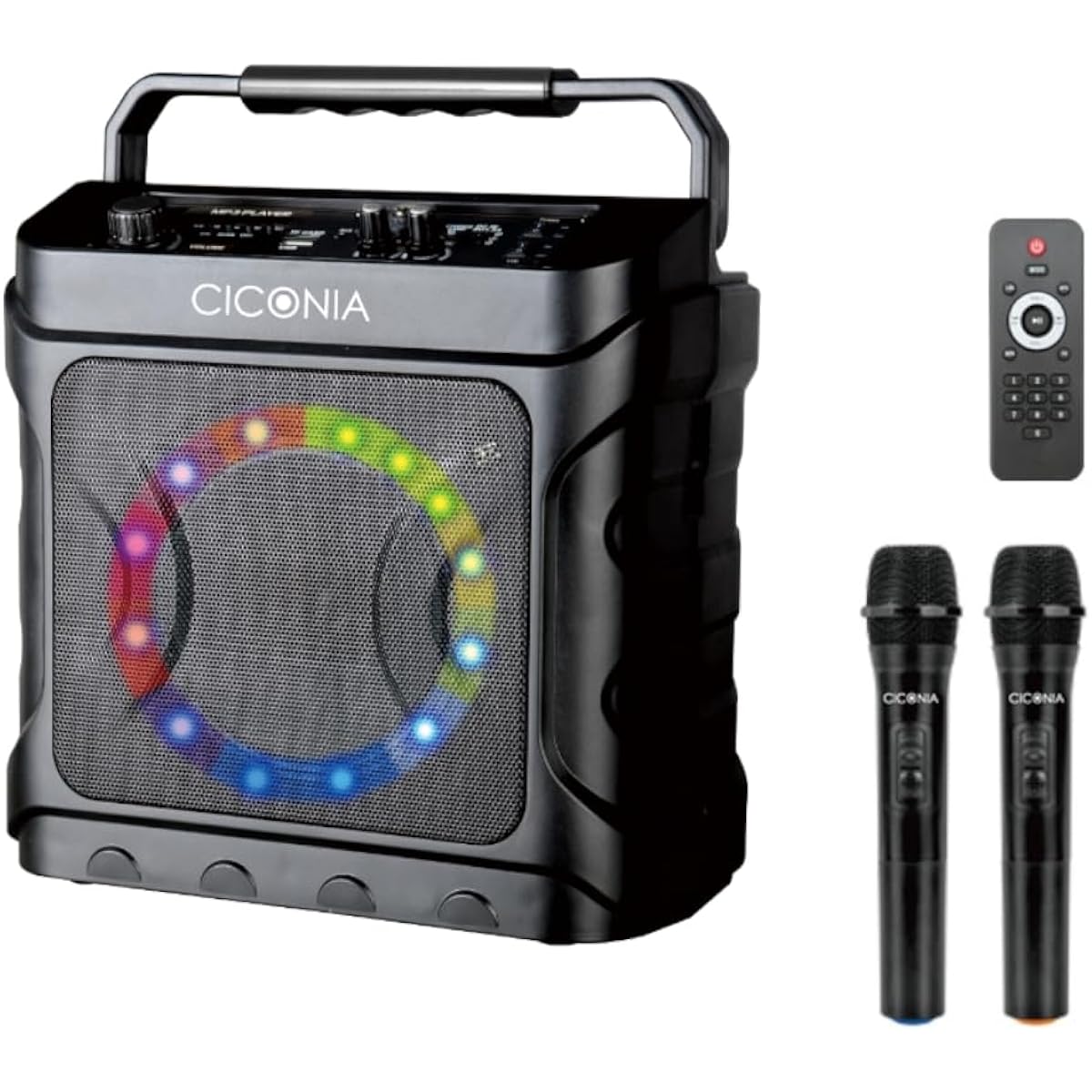 CICONIA Desktop Speaker CDD160A Wireless Microphone with 2 Remote Control Bluetooth LED Light Indoor Indoor Outdoor Outdoor Conference Music Playback Karaoke Portable Speaker PA Speaker Loudspeaker