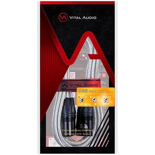 VITAL AUDIO VAB Pair-3.0m 3MX / 3FX (VBP3MF) Balanced Cable (Pair) VAB Series XLR-M (Male) / XLR-F (Female) Microphone Cable Noise Reduction Heat Resistant