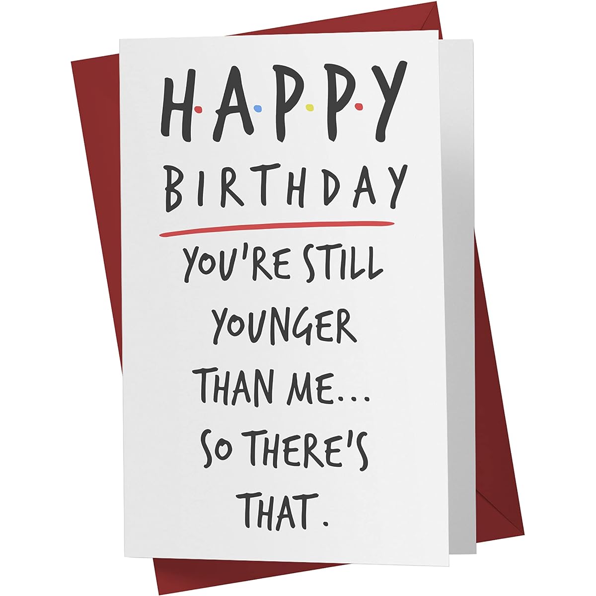 Karto Funny Birthday Cards for Her - Witty Mom Dad Anniversary Card - Perfect Card for Son or Daughter - Ideal Sister Brother Friend Birthday Card Younger Than Happy
