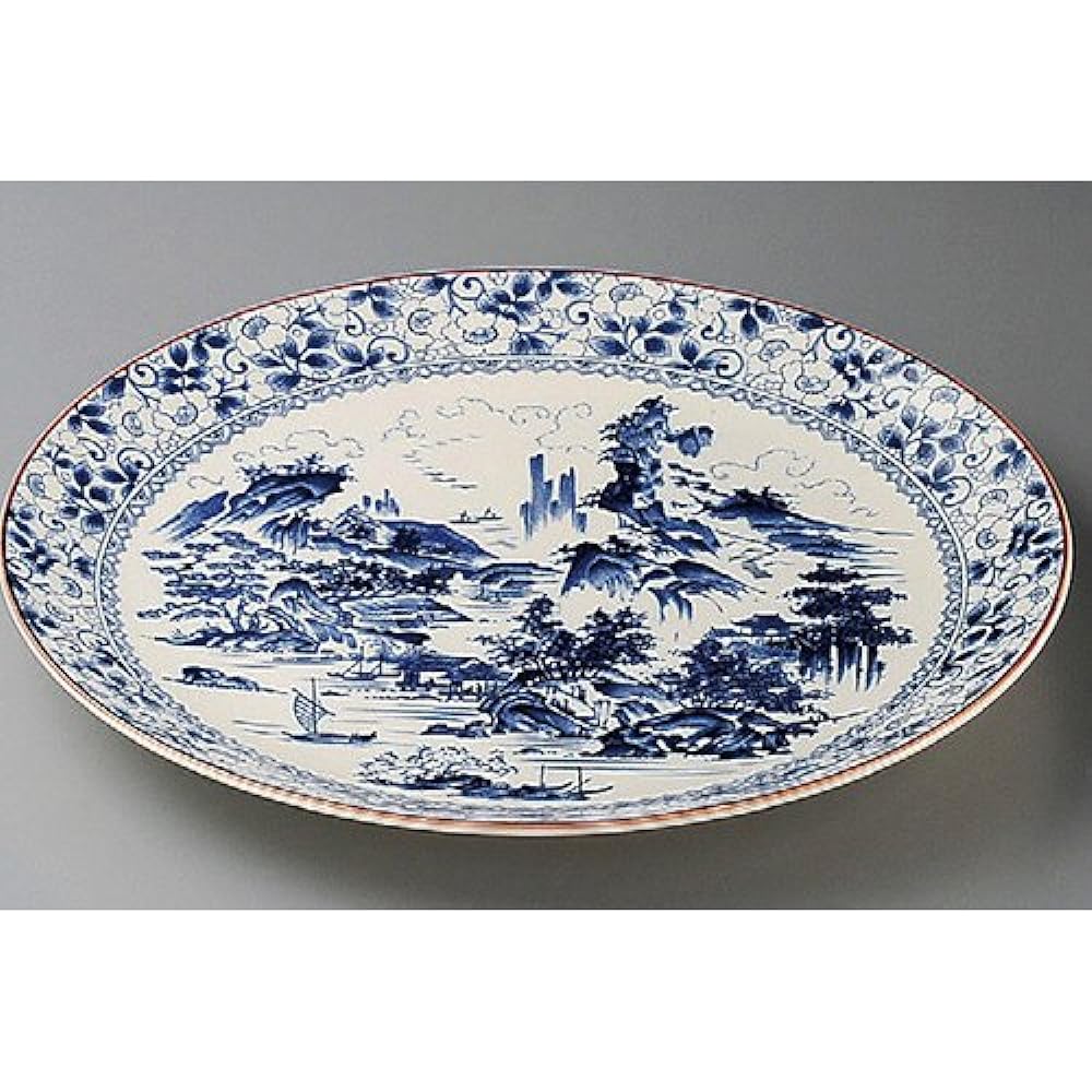 Set of 10 Banko Ware Large Plate Shinsansui 10.0 Round Plate [320 x 35mm] Japanese Tableware for Inns, Restaurants, Restaurants, Commercial Use